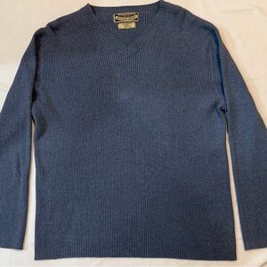 Vintage Polo Jeans Ralph Lauren Blue Ribbed Sweater XXL Cotton V Neck Minimalist